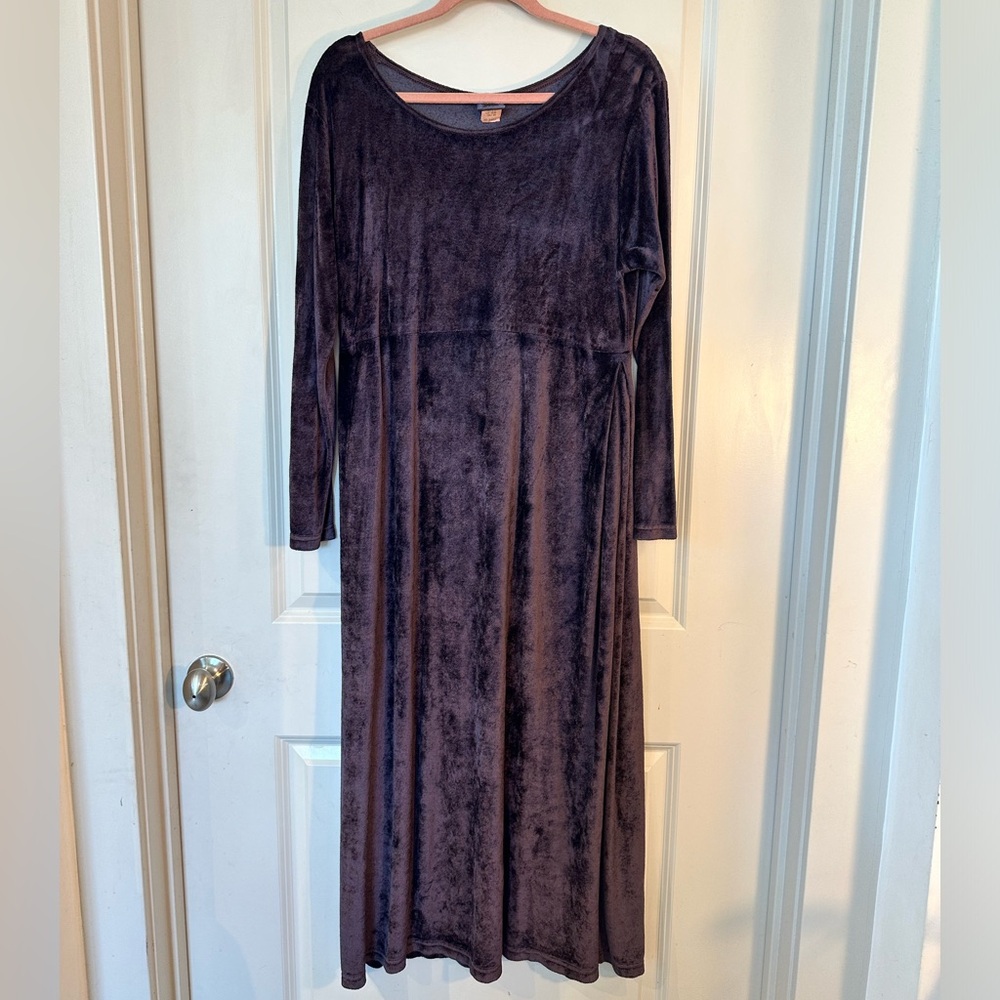 TRNKA Vintage Velvet Purple WhimsyGoth Minimalist Indie Boho Maxi Dress, Large